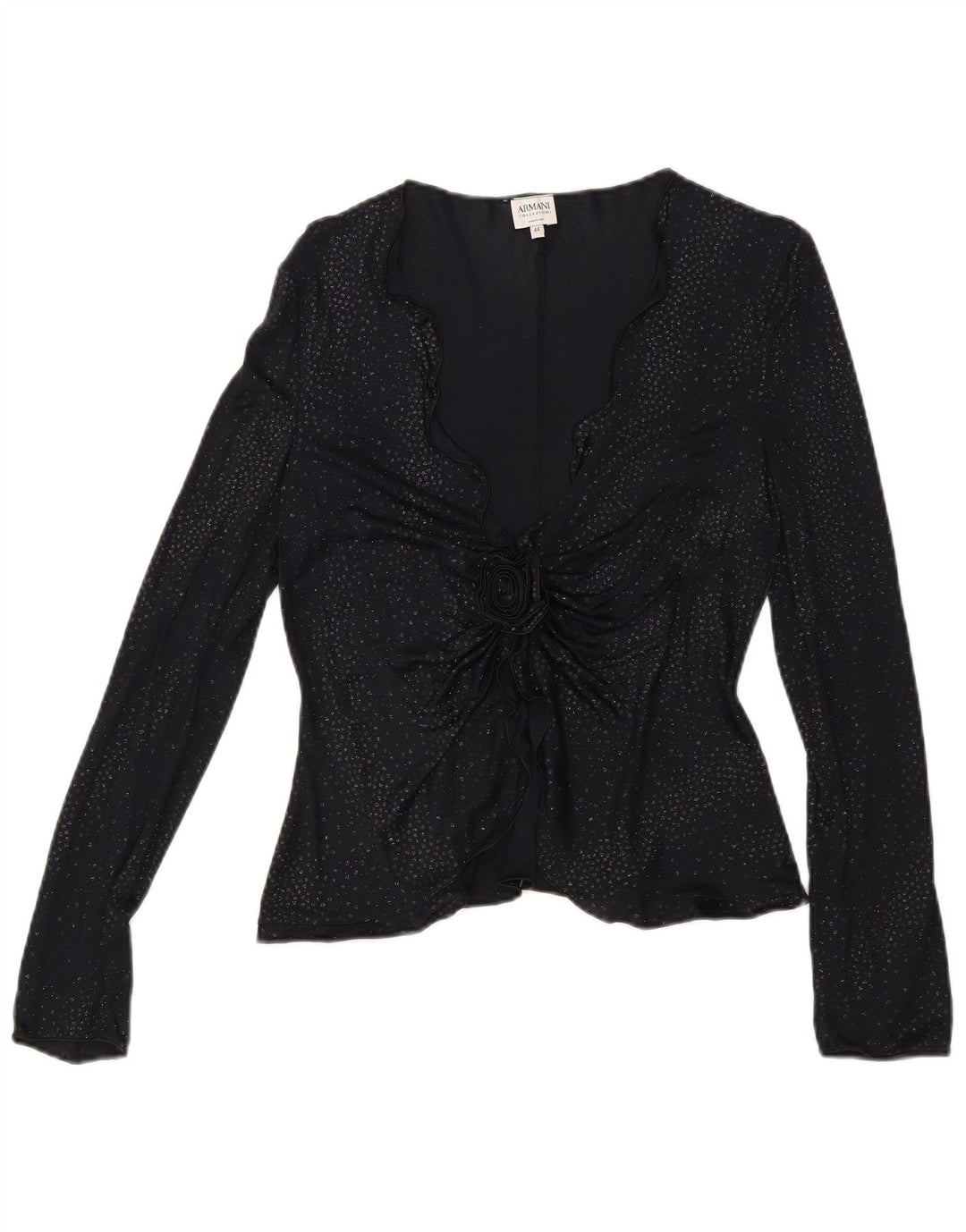Armani Dame Langærmet Bluse Top IT 44 Medium Sort Plettet