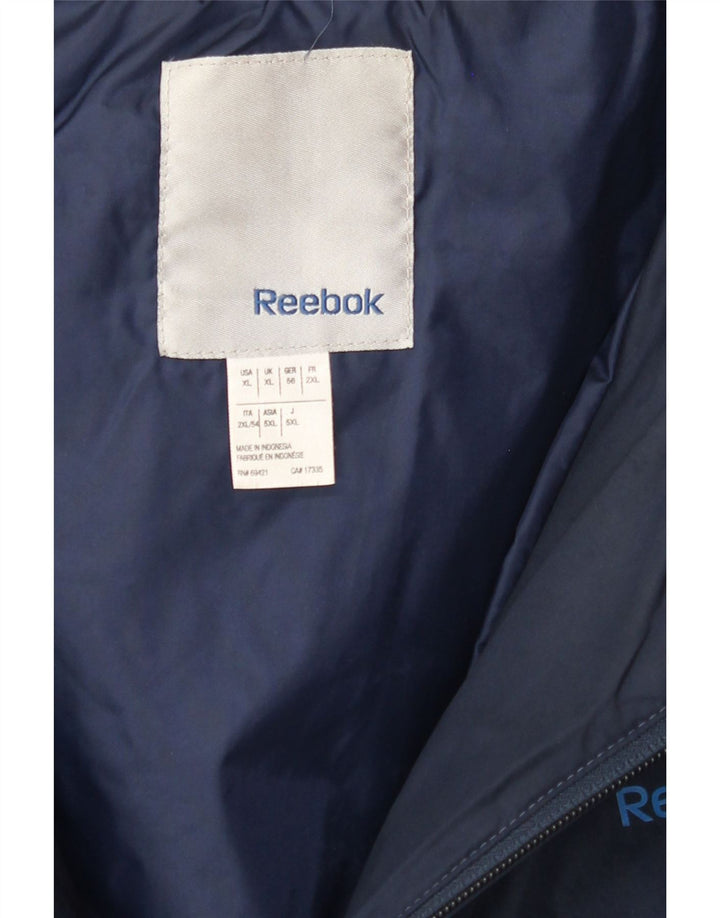 REEBOK Mens Hooded Padded Jacket UK 42 XL Navy Blue Polyester Vintage Reebok and Second-Hand Reebok from Messina Hembry 