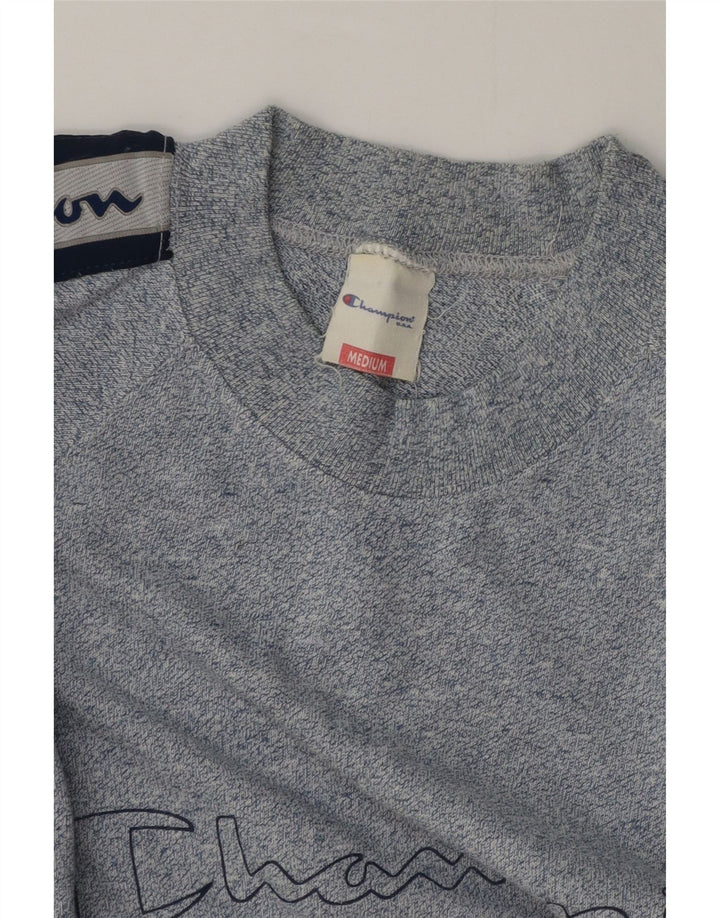 Champion Herre grafisk T-shirt Top Medium Marineblå Colourblock Bomuld