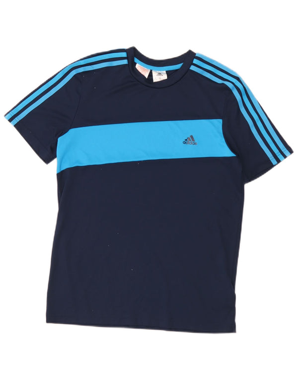 Adidas Boys T-Shirt Top 13-14 år Navy Blue Colourblock Polyester
