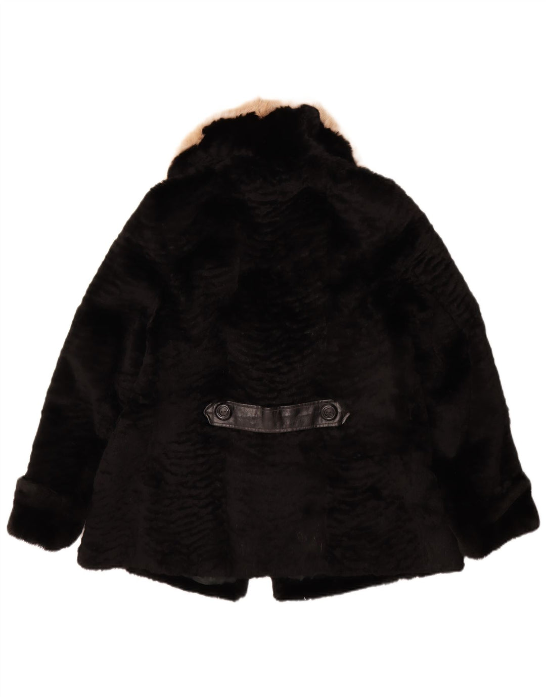 VINTAGE Dame imiteret Pelsjakke UK 14 Medium Sort
