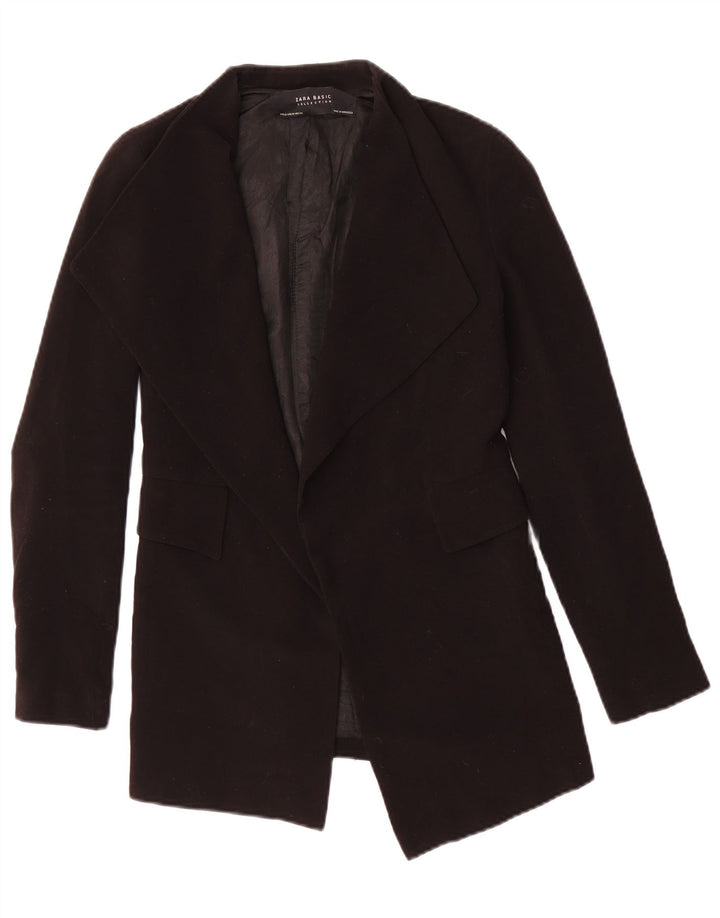 Zara Womens Open Blazer Jacket UK 6 XS Sort Polyester