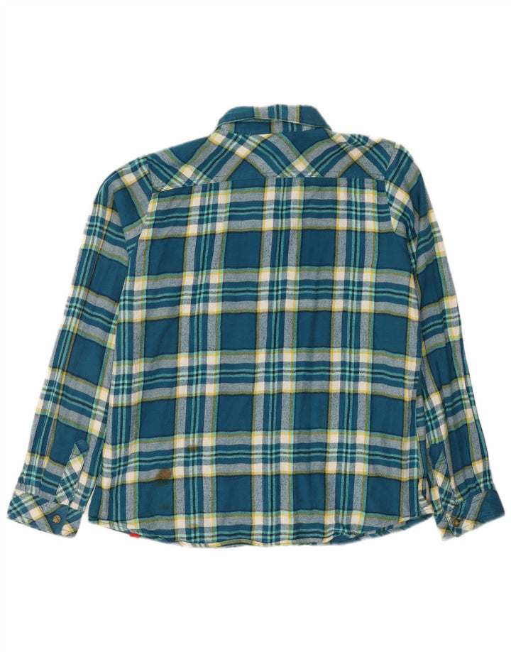 Dickies Dame Flanelskjorte UK 14 Medium Blue Plaid Bomuld