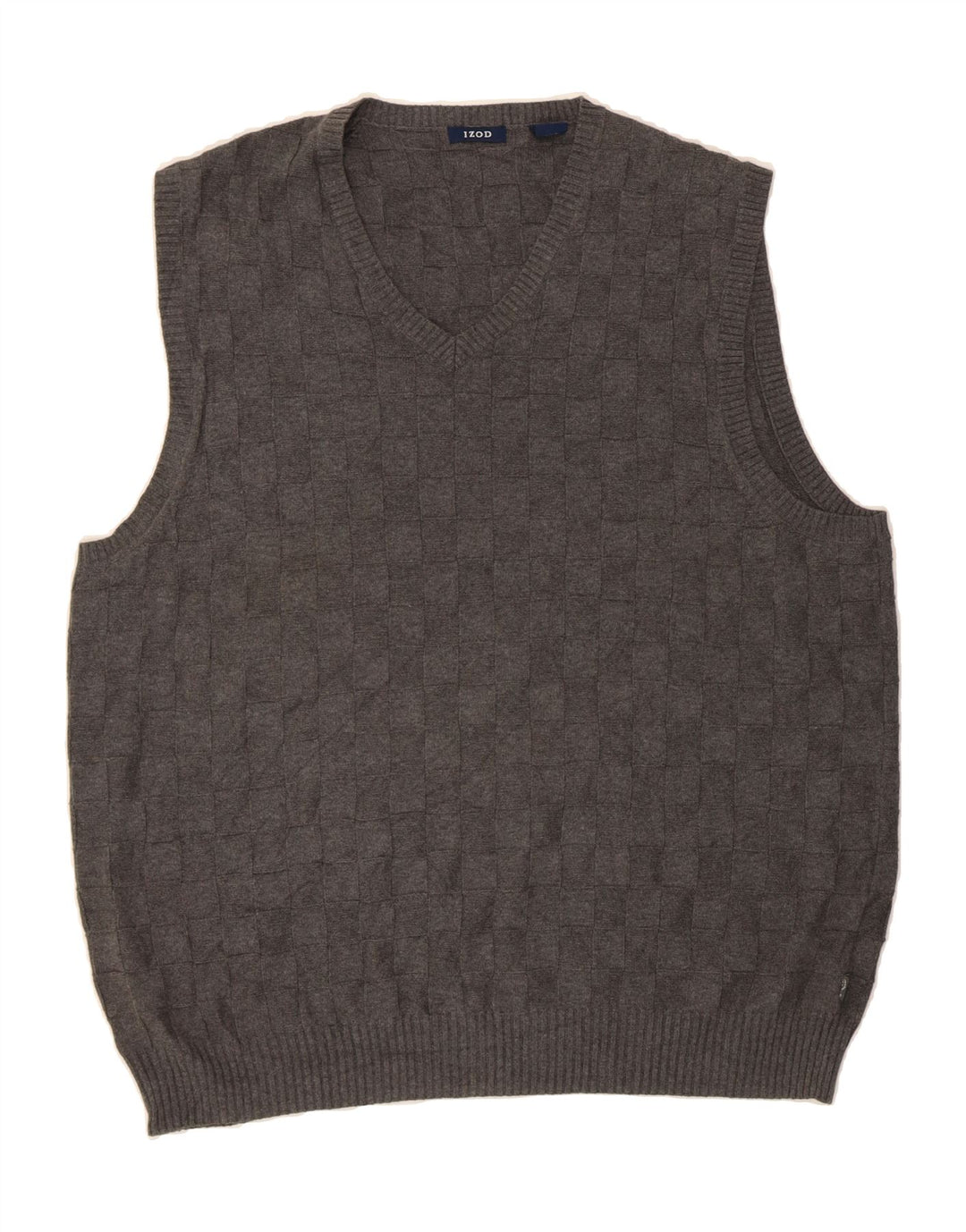 IZOD Mens Vest Tank Top Large Grey Check Cotton Vintage Izod and Second-Hand Izod from Messina Hembry 