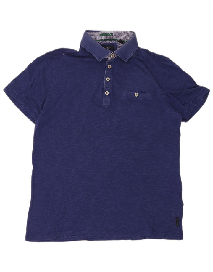 Ted Baker herre poloshirt str. 3 Medium marineblå bomuld