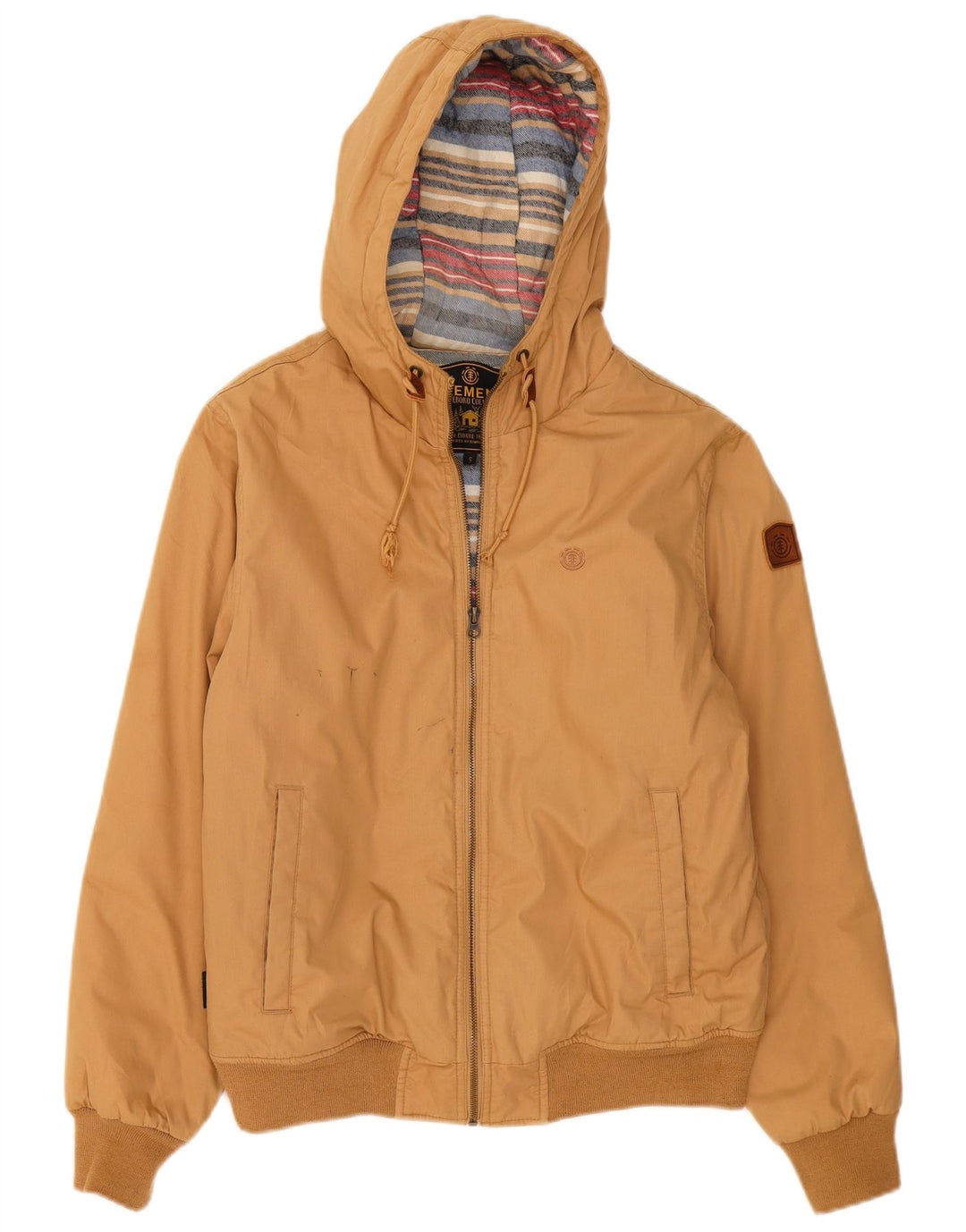 Element Herre Hooded Bomber Jacket UK 36 Small Beige Polyester