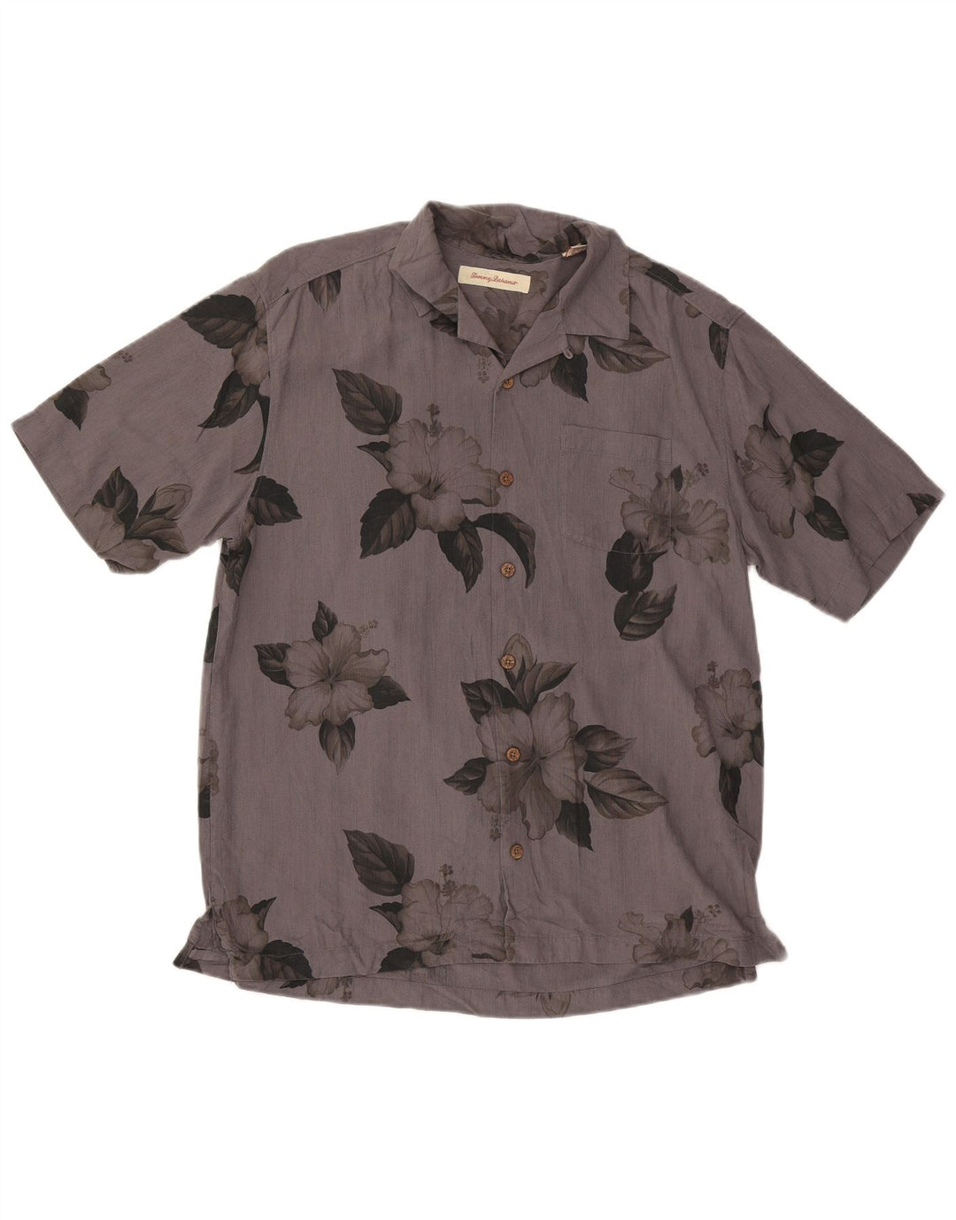 Tommy Bahama Kortærmet Herreskjorte Medium Grey Floral Silke