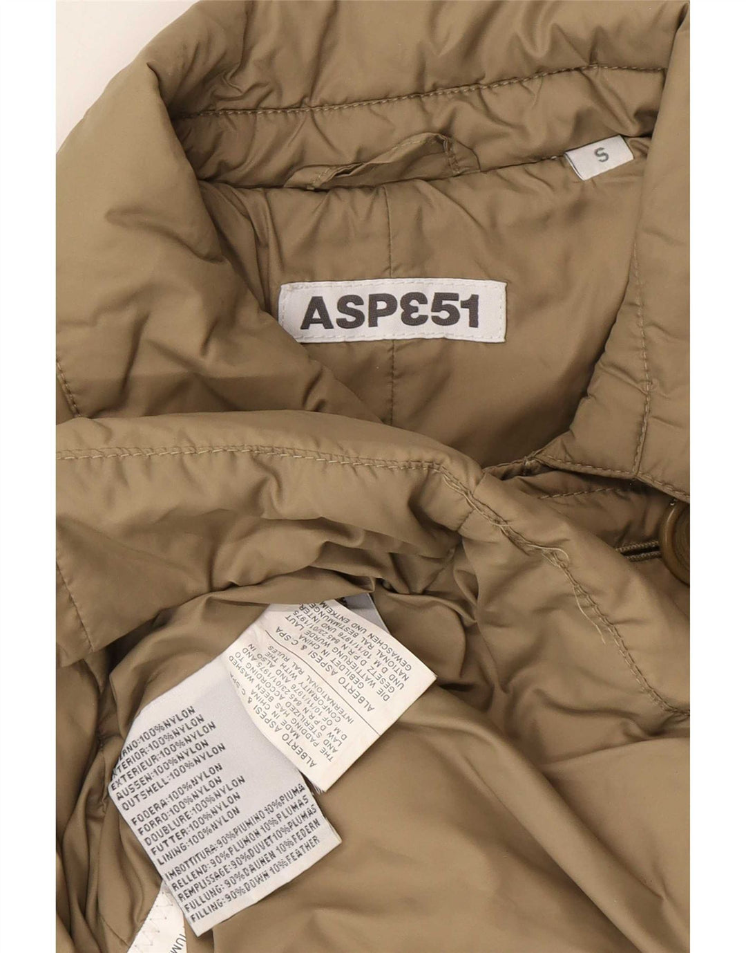 Aspesi Womens Military Dobbeltradet Polstret Frakke UK 10 Small Beige