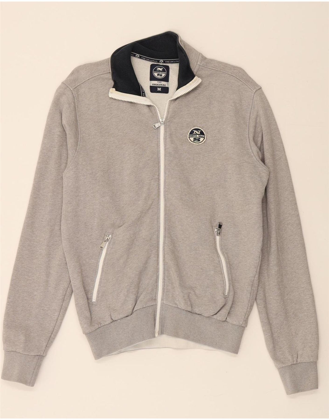 NORTH SAILS Mens Tracksuit Top Jacket Medium Grey Cotton Vintage North Sails and Second-Hand North Sails from Messina Hembry 