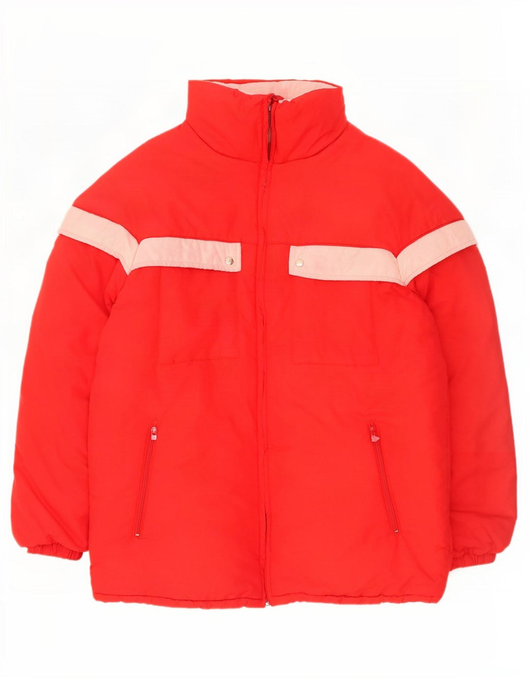 Vintage polstret hættejakke til mænd IT 52 XL Rød Colourblock Polyamid
