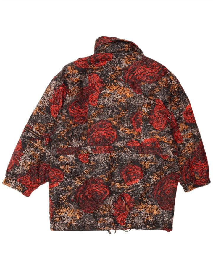 Vintage skijakke til kvinder EU 40 Medium flerfarvet blomsterpolyester