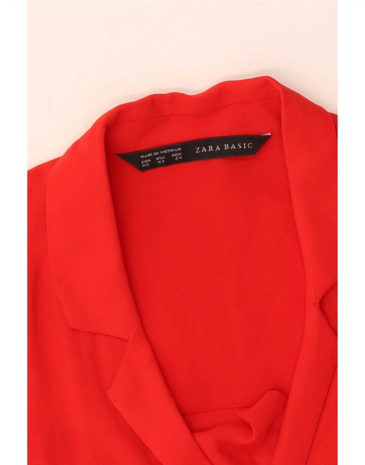 Zara Womens Sleeveless Wrap Bluse Top UK 6 XS Red