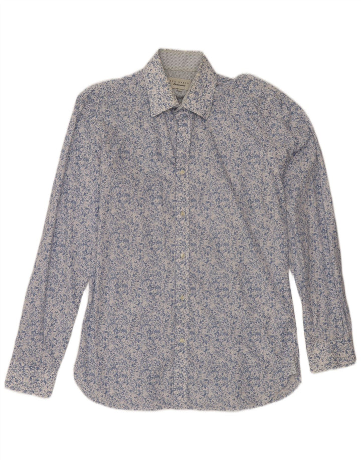 Ted Baker Herreskjorte str. 15 Medium Blue Floral Cotton