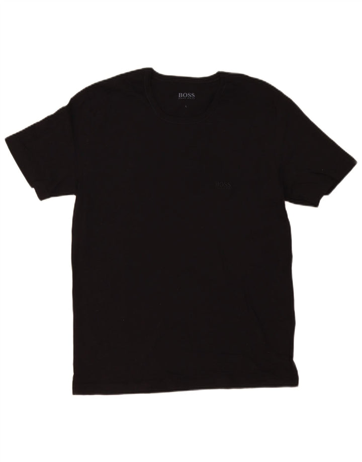 Hugo Boss Herre T-Shirt Top Stor Sort Bomuld