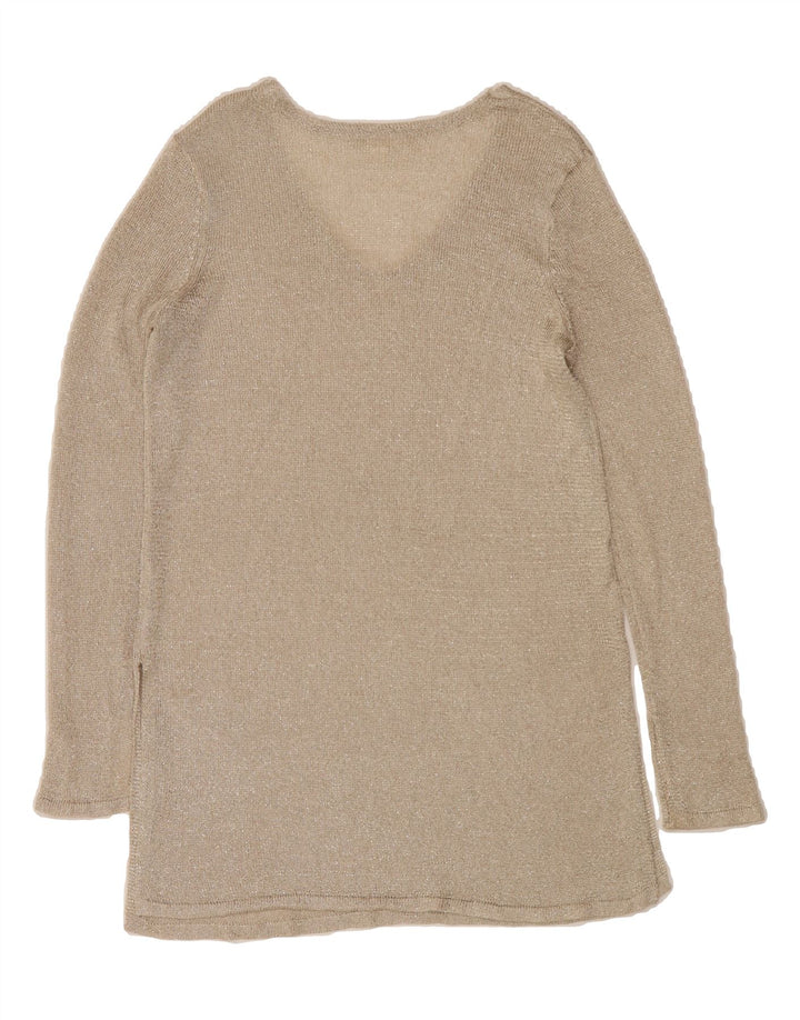 H&M Womens Longline V-Neck Jumper Sweater UK 14 Medium Beige Vintage H&M and Second-Hand H&M from Messina Hembry 