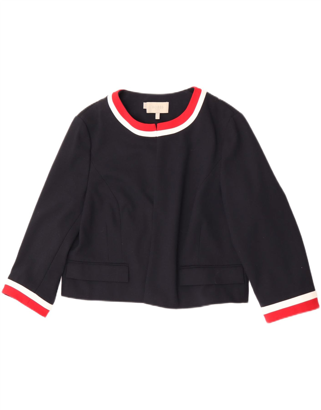 Hobbs Womens Crop 3/4-ærmet blazerjakke UK 16 Large Navy Blue