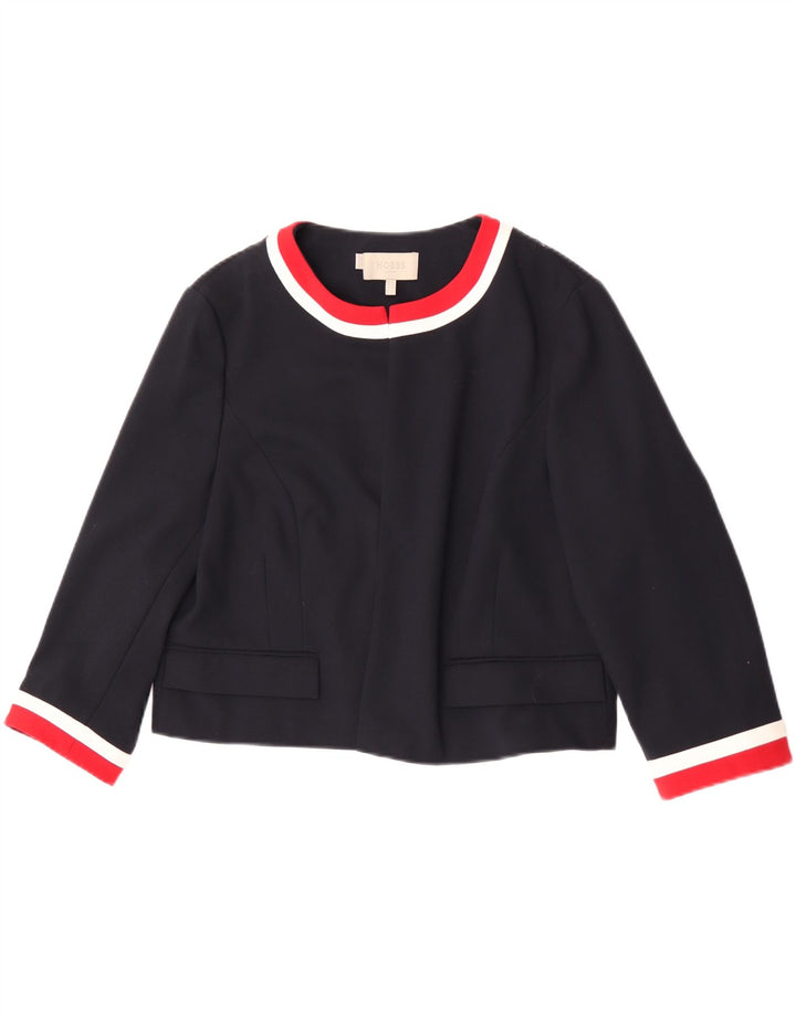 Hobbs Womens Crop 3/4-ærmet blazerjakke UK 16 Large Navy Blue