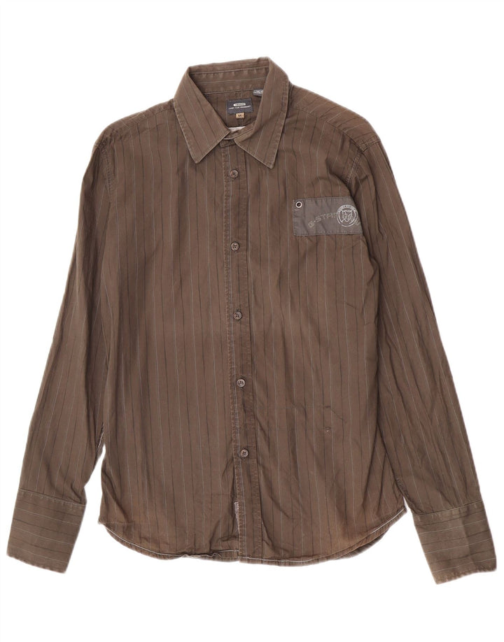 G-Star Herreskjorte Medium Khaki stribet bomuld
