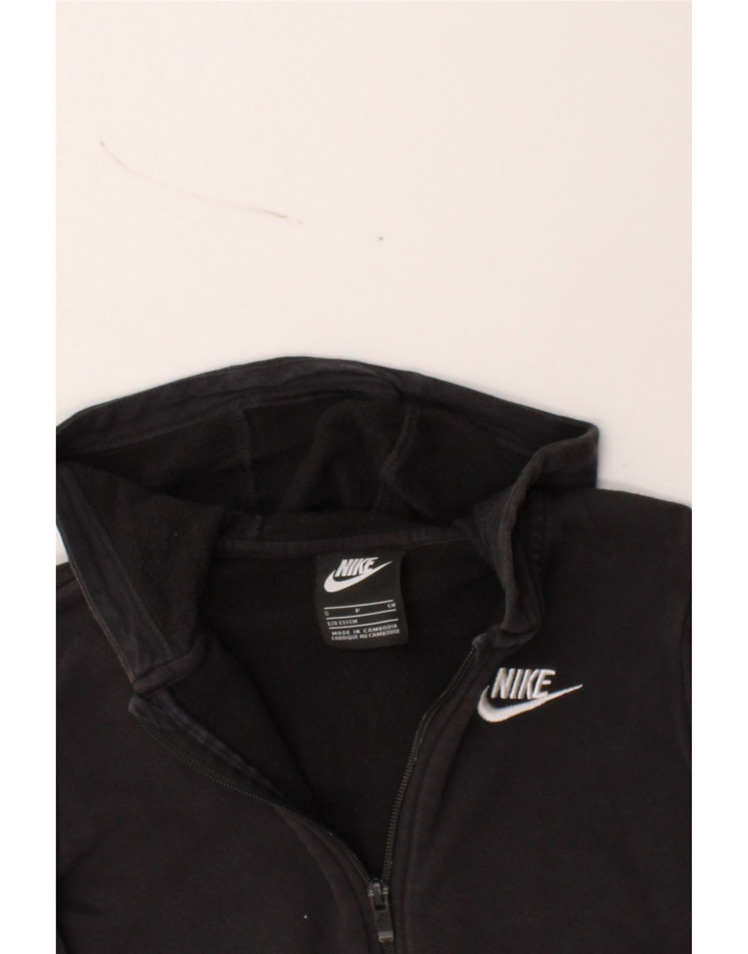 NIKE Boys Zip Hoodie Sweater 8-9 Years Small Black Cotton Vintage Nike and Second-Hand Nike from Messina Hembry 
