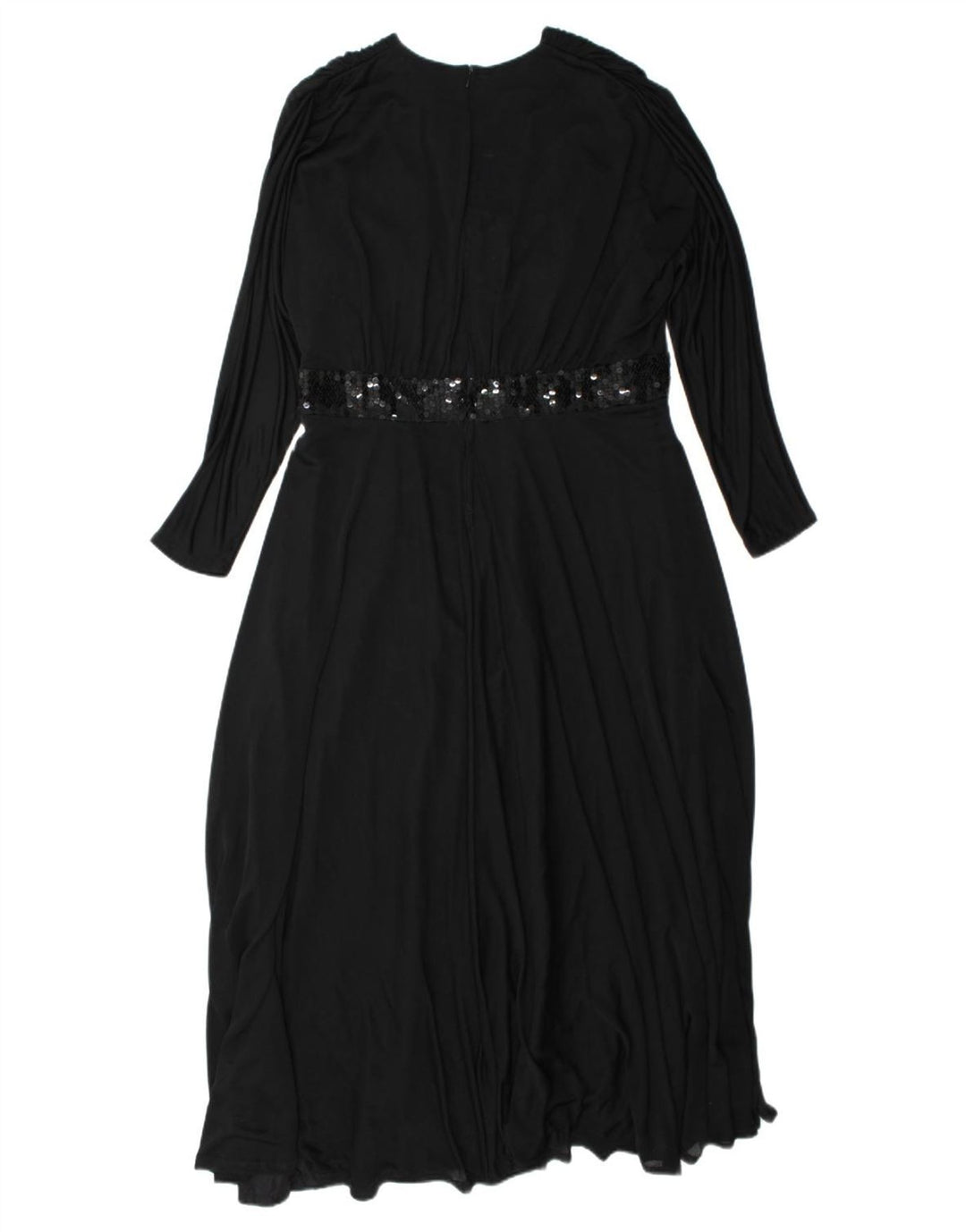 VINTAGE Womens Long Sleeve Maxi Dress EU 44 XL Black Polyester