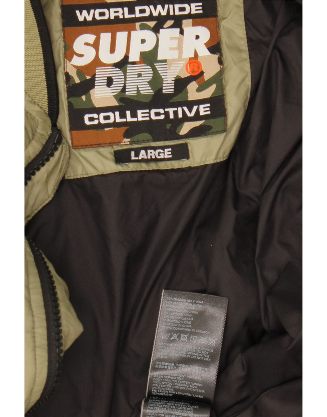 Superdry Polstret Herrejakke UK 40 Stor Khaki Nylon