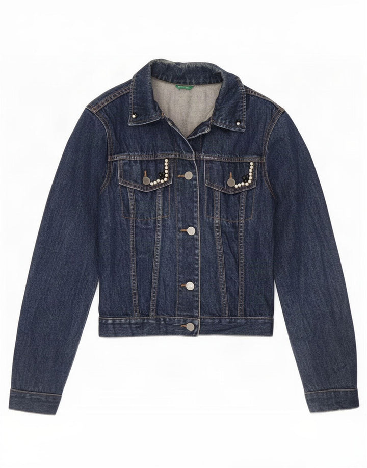 Benetton Dame denimjakke UK 10 Lille Blå