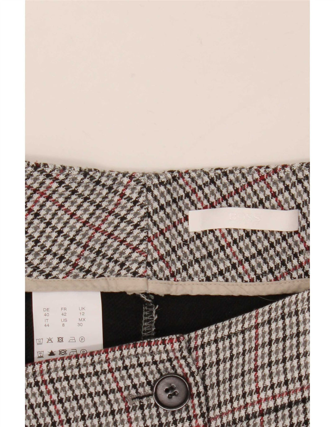Hugo Boss jakkesætsbukser til kvinder UK 12 Medium W32 L27 Grå Houndstooth