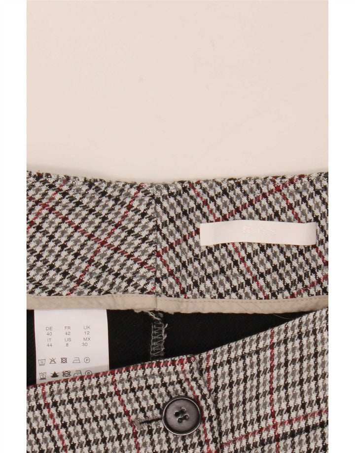 Hugo Boss jakkesætsbukser til kvinder UK 12 Medium W32 L27 Grå Houndstooth