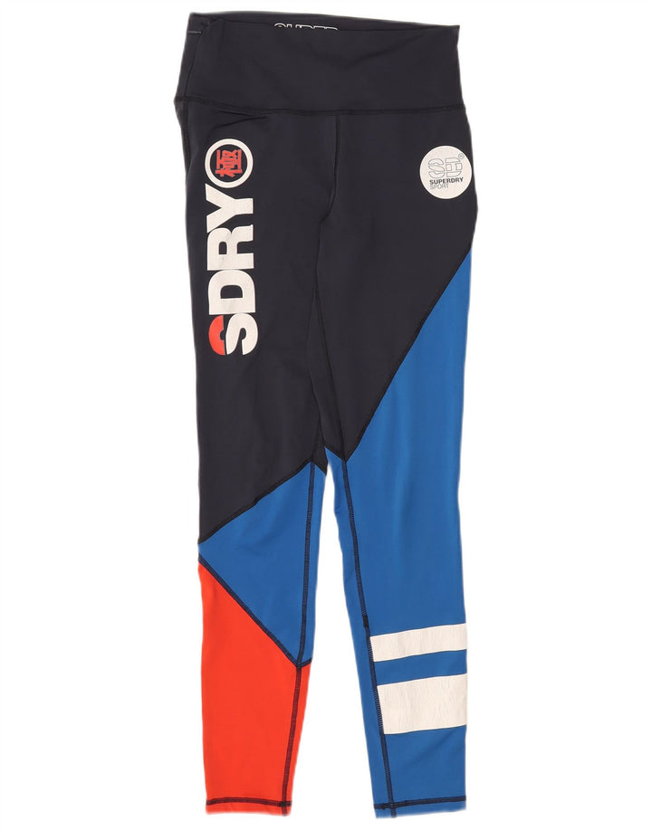 Superdry Grafiske Leggings til kvinder UK 8 Small Navy Blue Colourblock