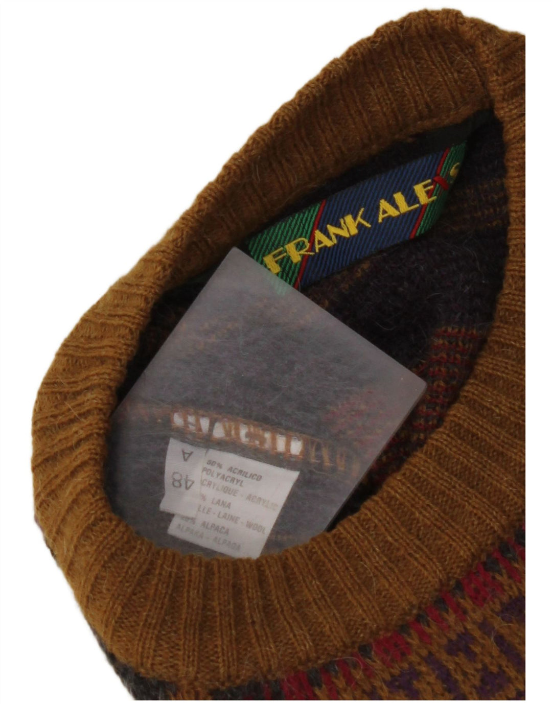 FRANK ALEXS Herre Crew Neck sweater IT 48 Medium Brun Geometrisk