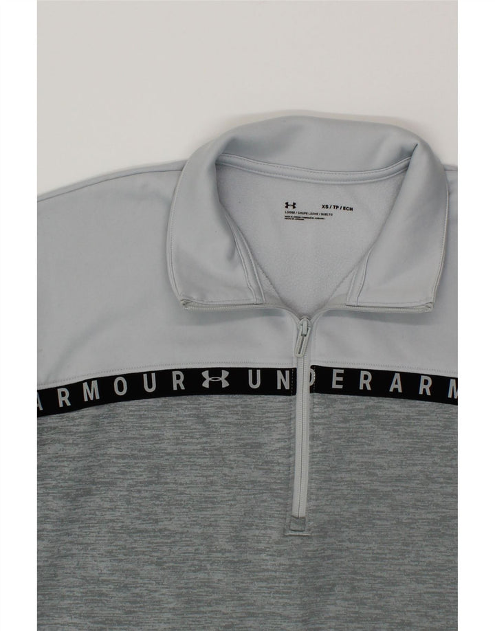 UNDER ARMOUR Womens Oversized Graphic Sweatshirt Jumper UK 6 XS Grey Vintage Under Armour and Second-Hand Under Armour from Messina Hembry 