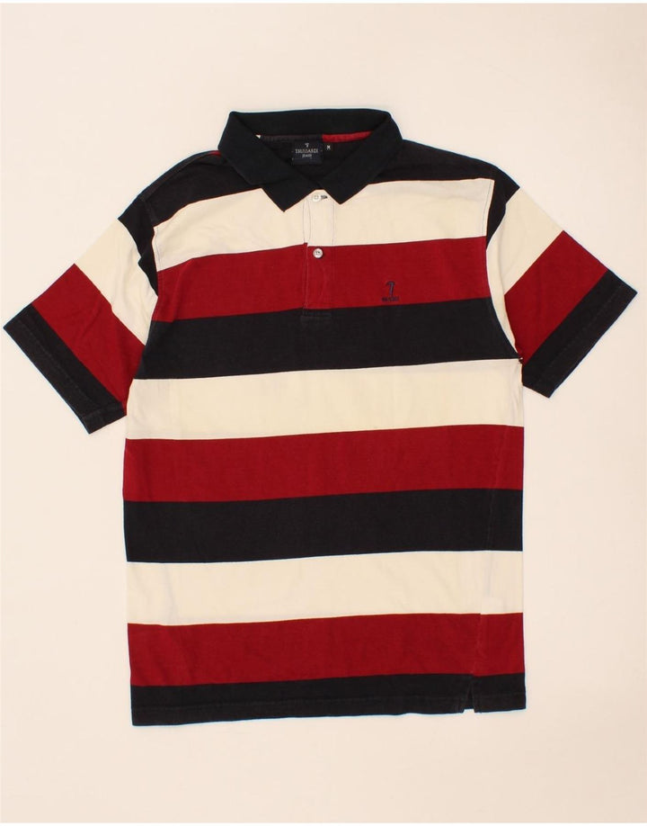 TRUSSARDI Mens Polo Shirt Medium Multicoloured Striped Cotton Vintage Trussardi and Second-Hand Trussardi from Messina Hembry 