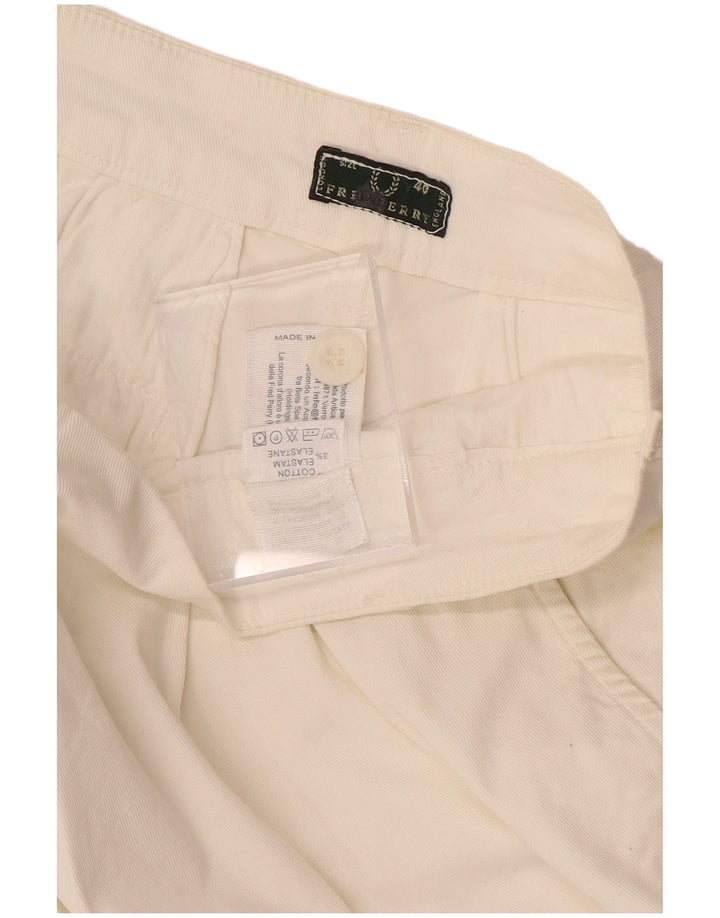 FRED PERRY Womens Chino Shorts IT 40 Small W28  White Cotton