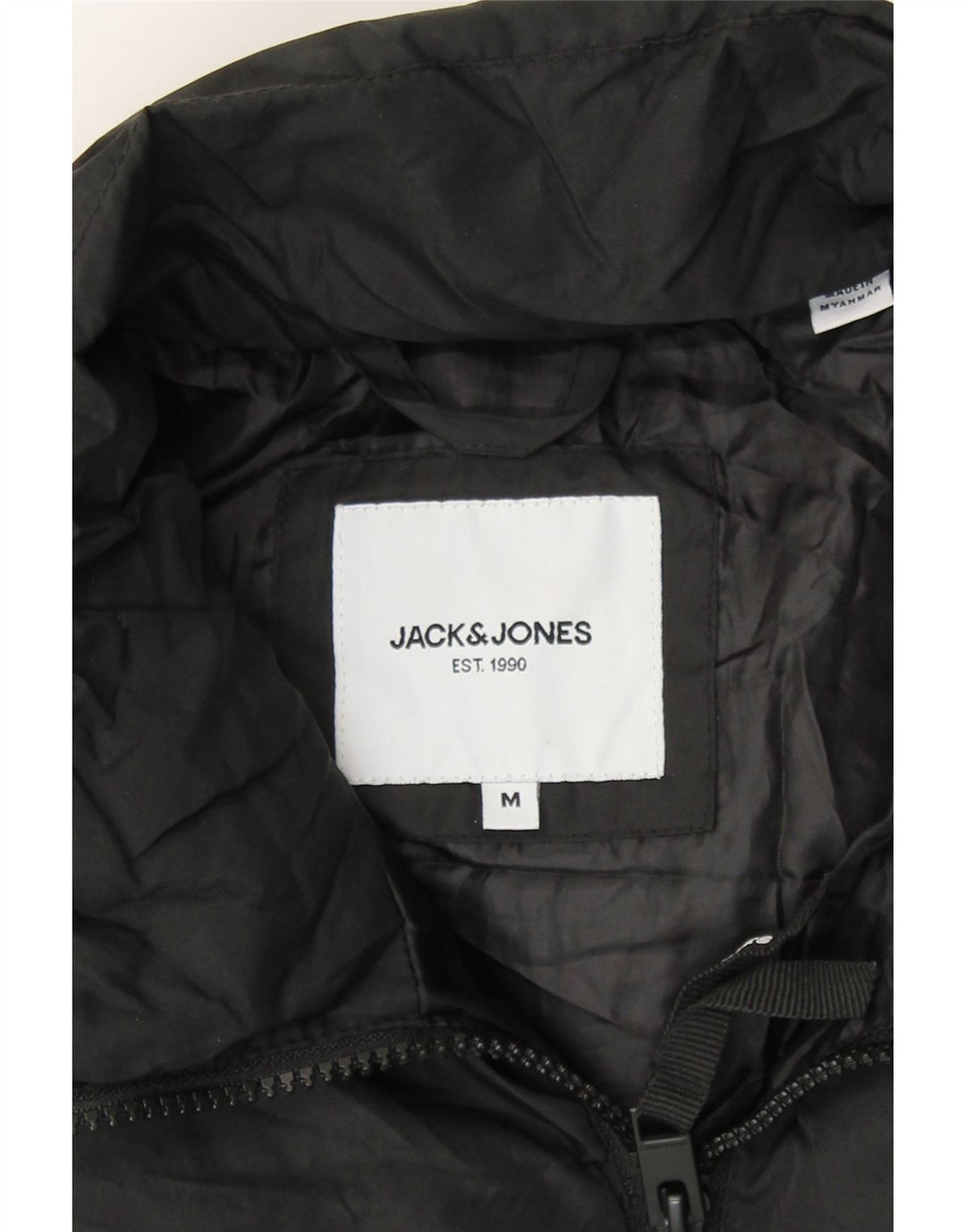 JACK & JONES Mens Padded Jacket UK 38 Medium Black Vintage Jack & Jones and Second-Hand Jack & Jones from Messina Hembry 