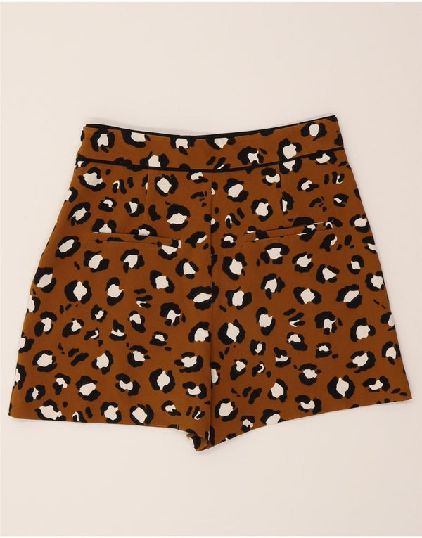 Zara Chino Shorts til kvinder XS W24 Brun Animal Print