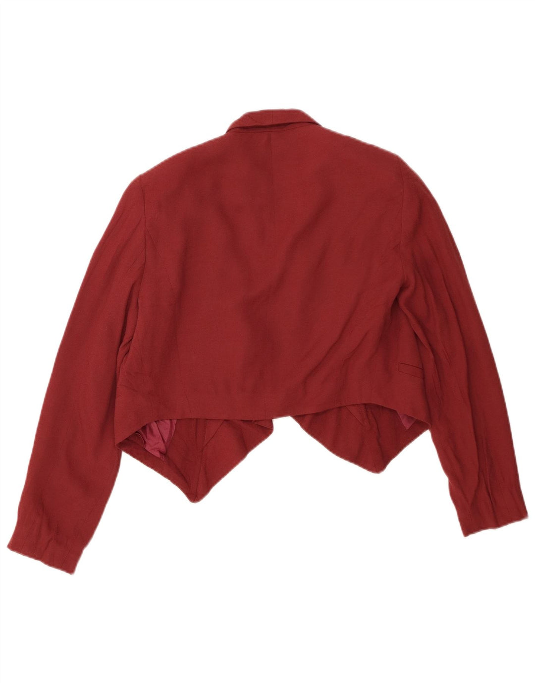 Topshop Dame Crop Open Blazer Jacket UK 8 Small Maroon Viscose