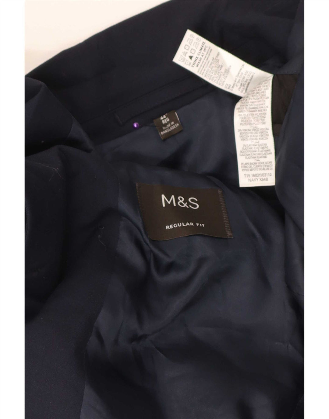 Marks & Spencer Herre 2-knaps Regular Fit Blazer-jakke UK 44 XL Marineblå