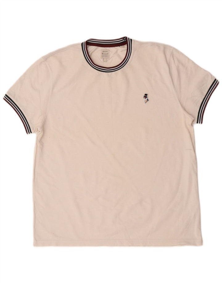 Jack Wills Herre T-Shirt Top Stor Hvid Bomuld