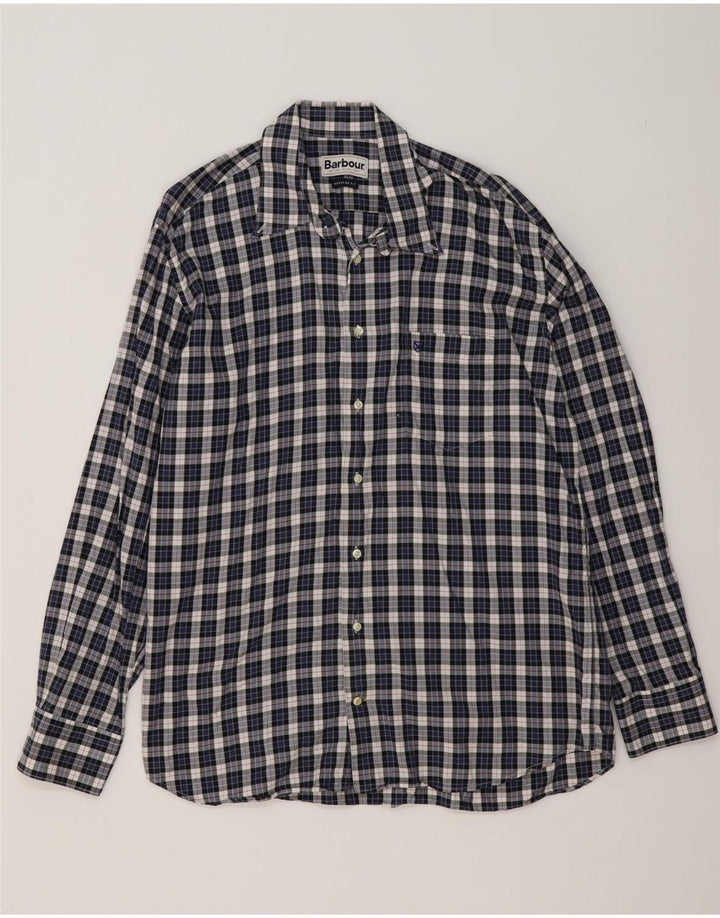 Barbour herre flannelskjorte XL marineblå ternet bomuld