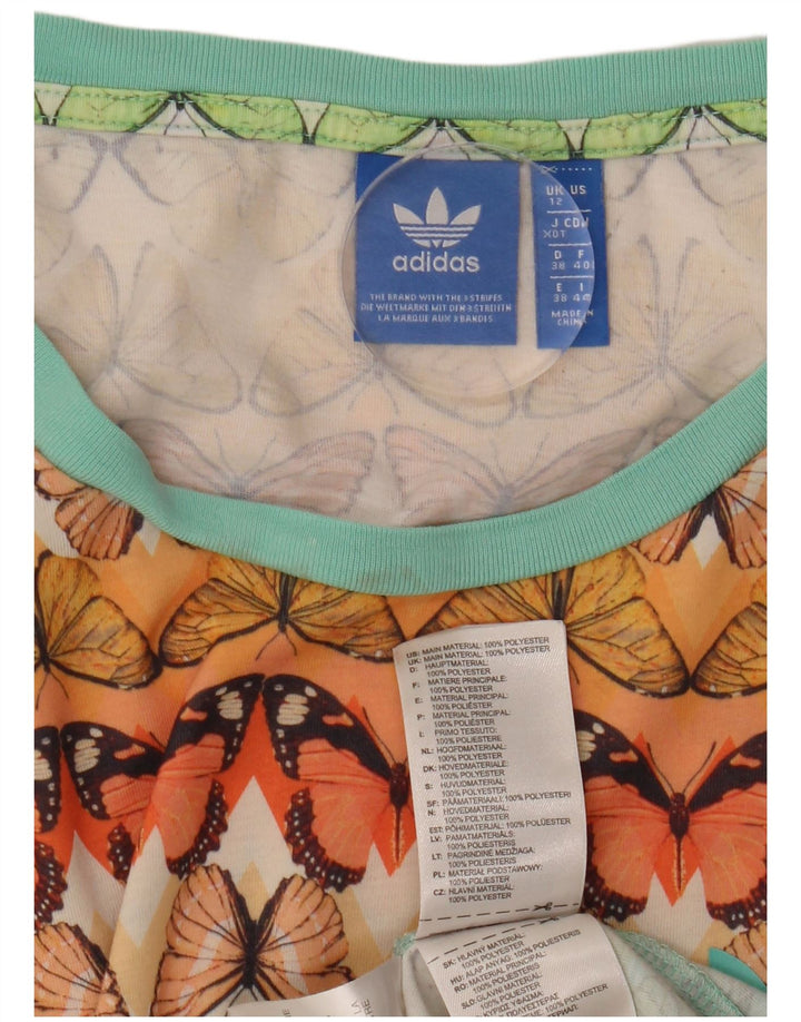 ADIDAS Grafisk T-Shirt Top UK 12 Medium Multicolored Butterfly