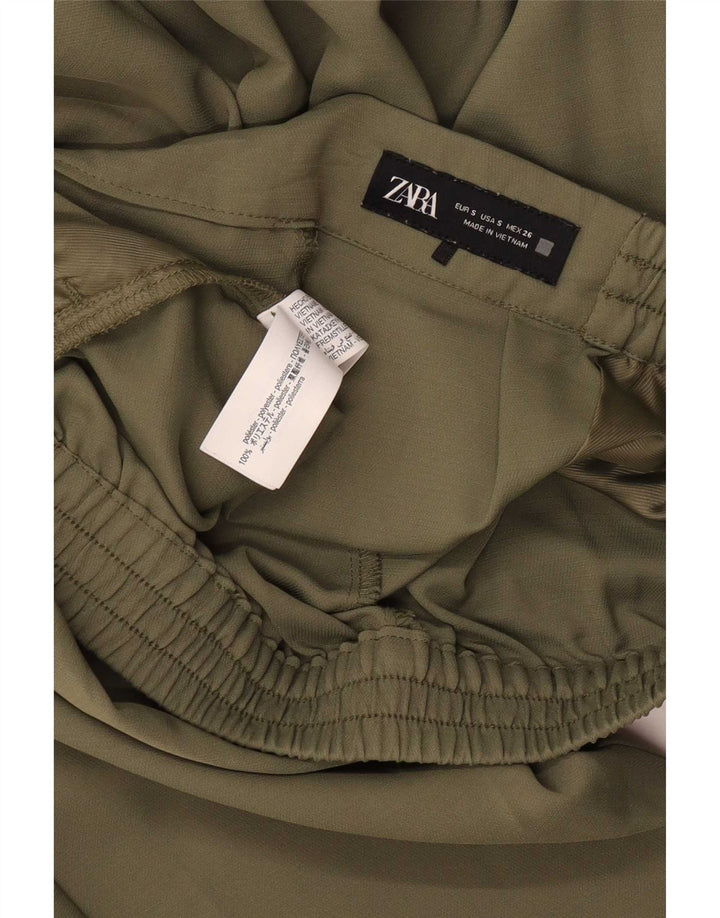 Zara Træningsdragtsbukser til kvinder UK 8 Small Khaki Polyester
