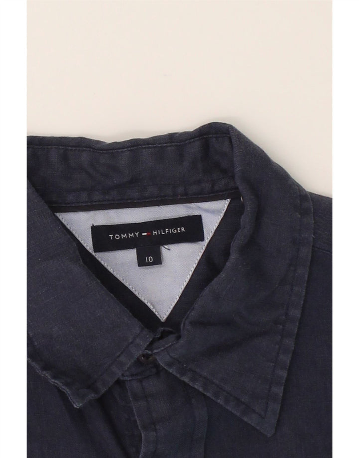 TOMMY HILFIGER Boys Shirt 9-10 Years Navy Blue Linen Vintage Tommy Hilfiger and Second-Hand Tommy Hilfiger from Messina Hembry 