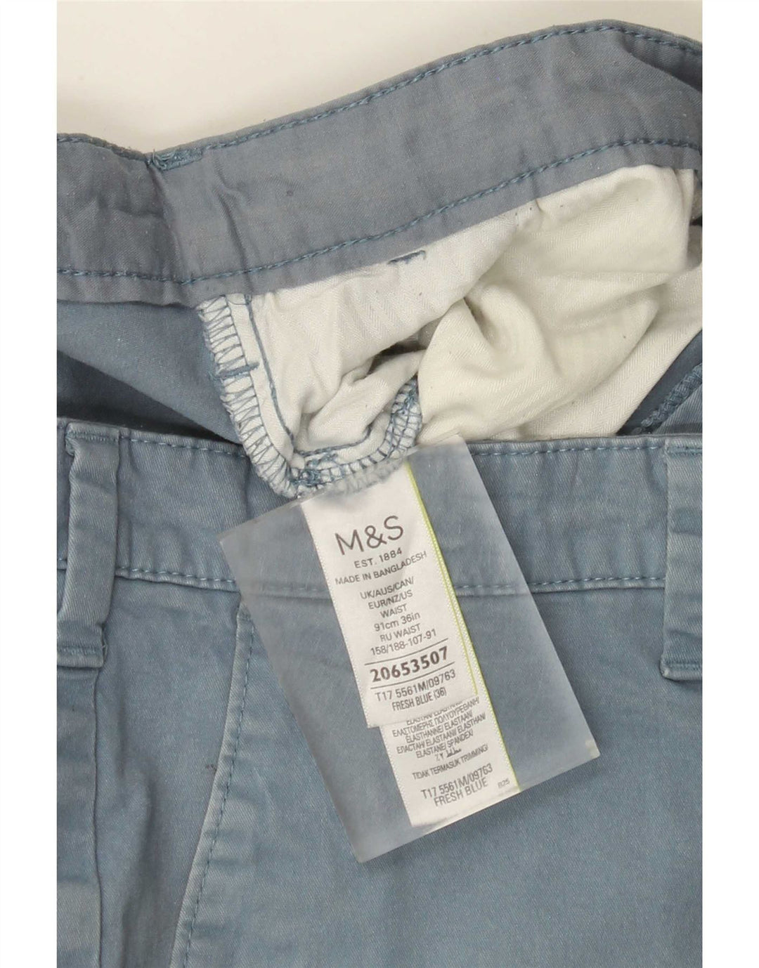 Marks & Spencer Chino Shorts til mænd W36 Large Blue Cotton