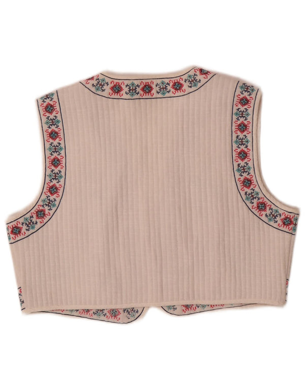 Zara Womens Crop vest UK 16 Large White Floral Ethnic