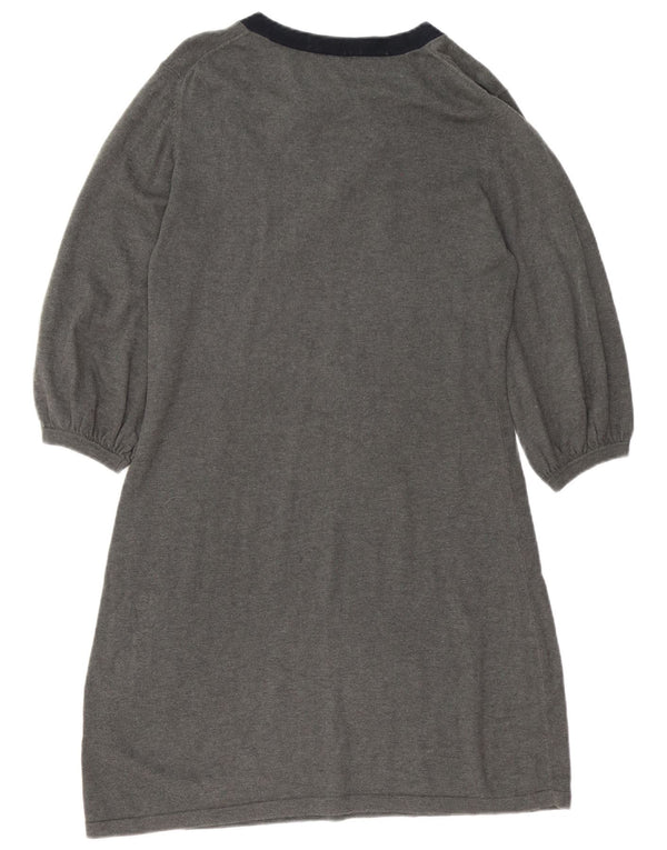 Hobbs Dame 3/4-ærmet Jumper Dress UK 14 Large Grå Bomuld