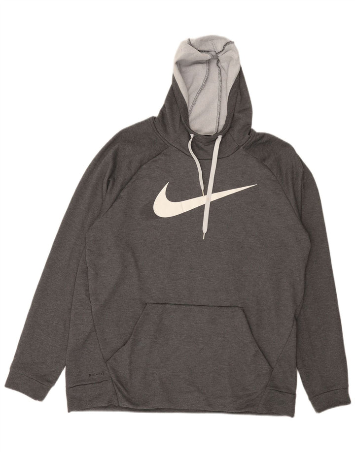 Nike Herre Dri Fit Graphic Hoodie Jumper XL Grå Polyester
