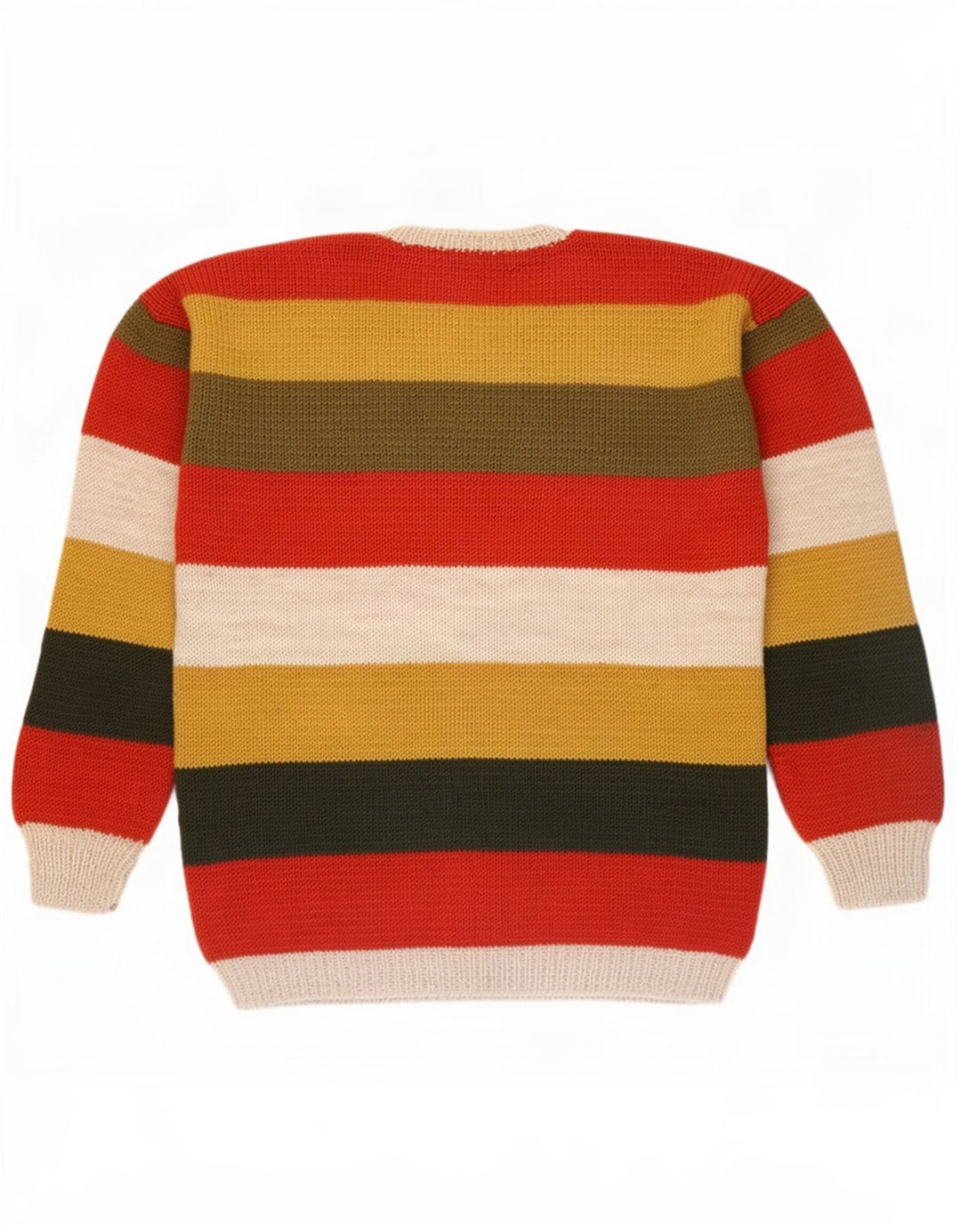 Vintage herre rund hals sweater stor flerfarvet stribet