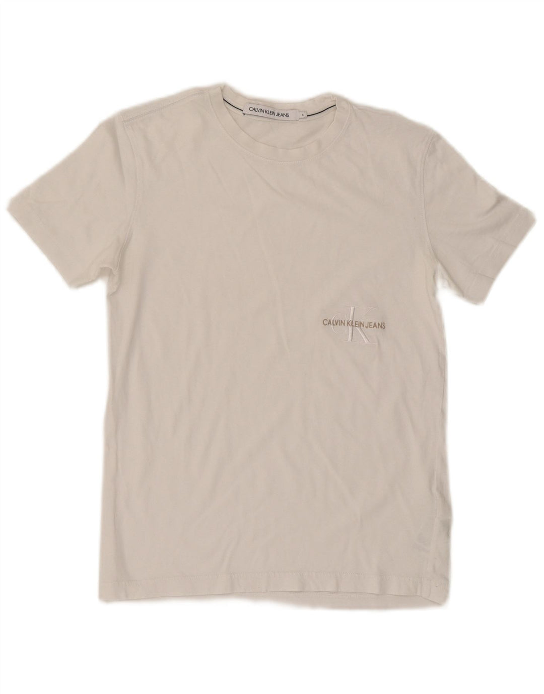 Calvin Klein Jeans Herre T-Shirt Top Lille Hvid Bomuld