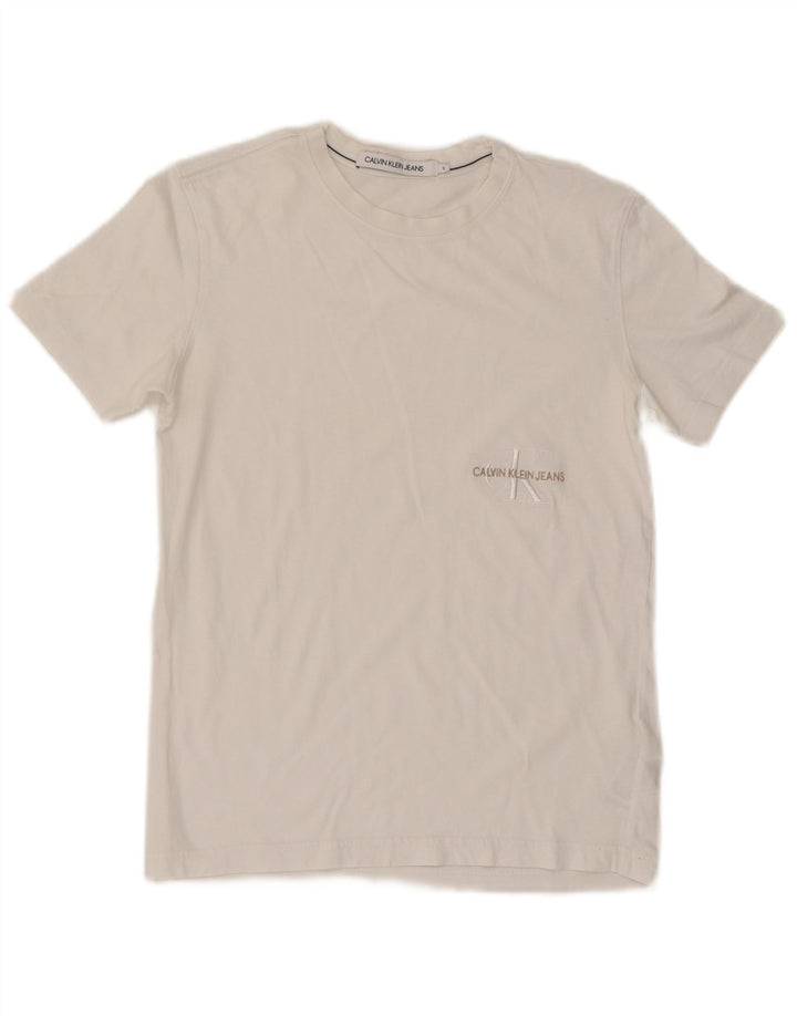 Calvin Klein Jeans Herre T-Shirt Top Lille Hvid Bomuld