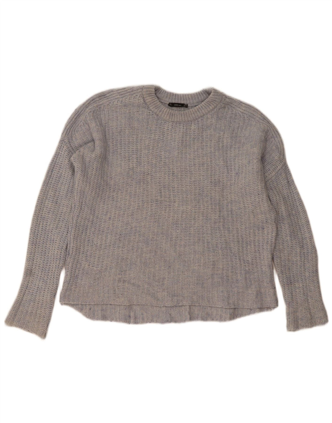 Zara Dame Oversized Boat Neck Jumper Sweater UK 14 Medium Blue Flecked